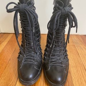 Ann Demeulemeester triple lace stiletto boots 36